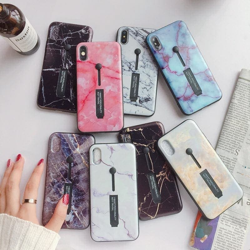 Etui do Iphone 7 Plus i 8 Plus z chowanym uchwytem do selfie – biały MARMUR case