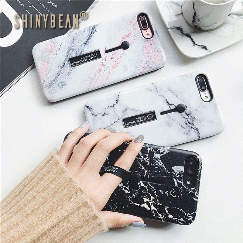 Etui do Iphone 7 Plus i 8 Plus z chowanym uchwytem do selfie – biały MARMUR case