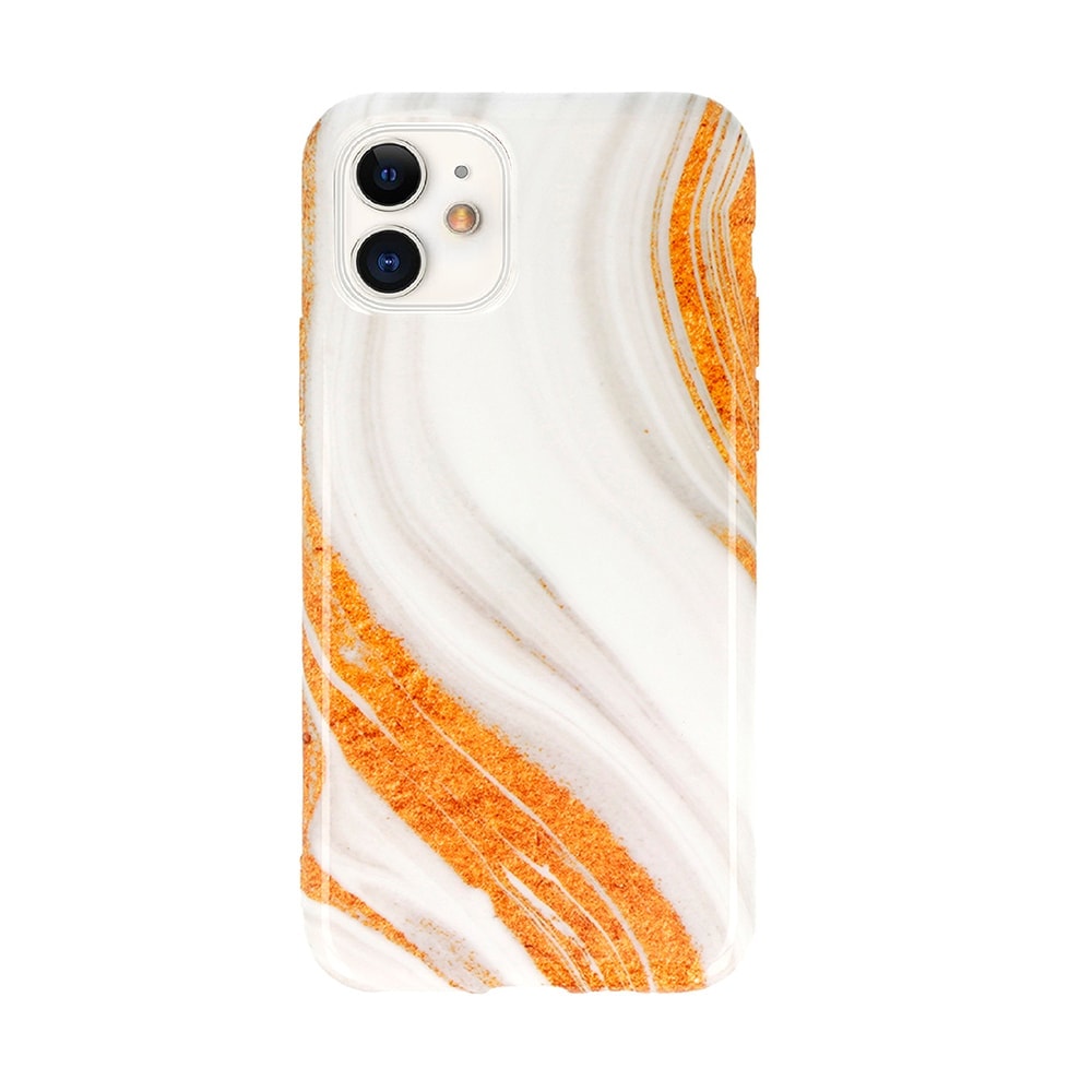 Etui do iPhone 11 mleczny marmur ze złotym piaskiem