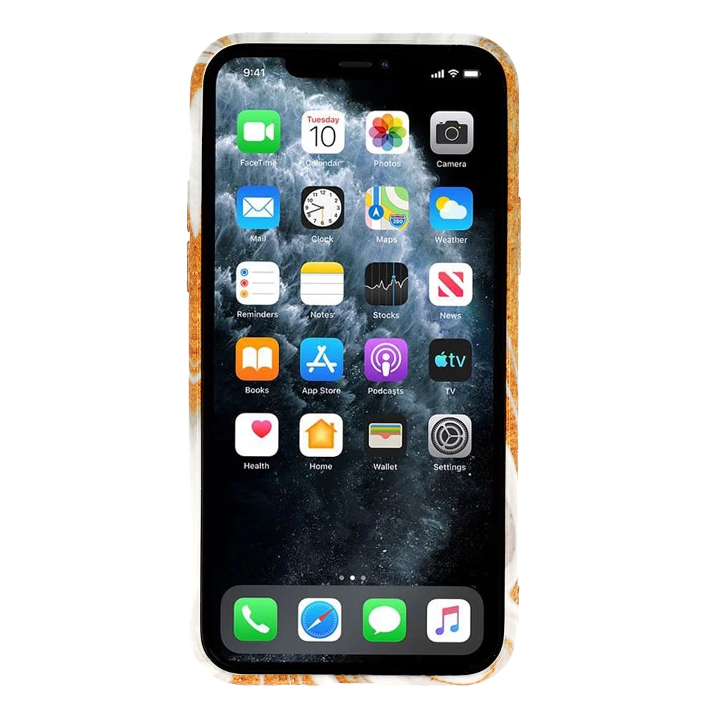 Etui do iPhone 11 mleczny marmur ze złotym piaskiem