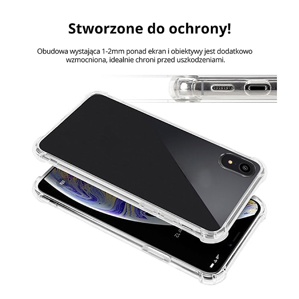 Przeźroczyste etui pancerne anti-shock wzmocnione krawędzie do iPhone XR