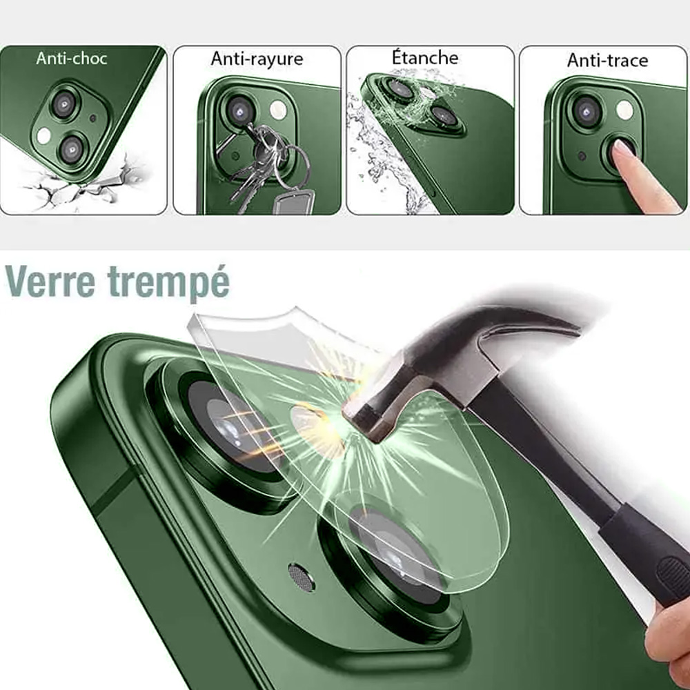 Metalowa osłona obiektywów szkło na aparat iPhone 13 zielony