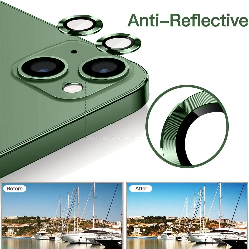 Metalowa osłona obiektywów szkło na aparat iPhone 13 zielony