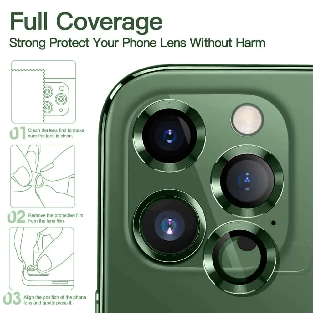 Metalowa osłona obiektywów szkło na aparat iPhone 13 Pro Max Alpejska zieleń