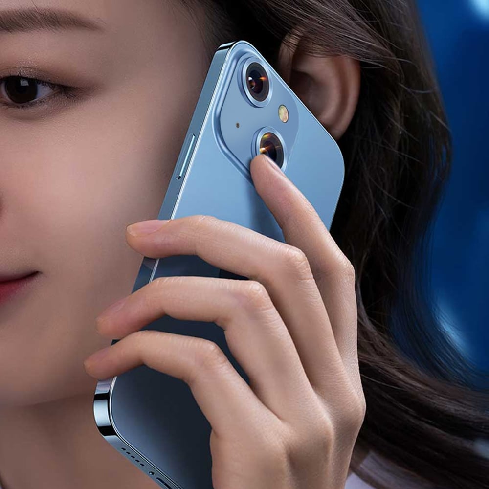 Metalowa osłona obiektywów szkło na aparat iPhone 14 fioletowy kameleon