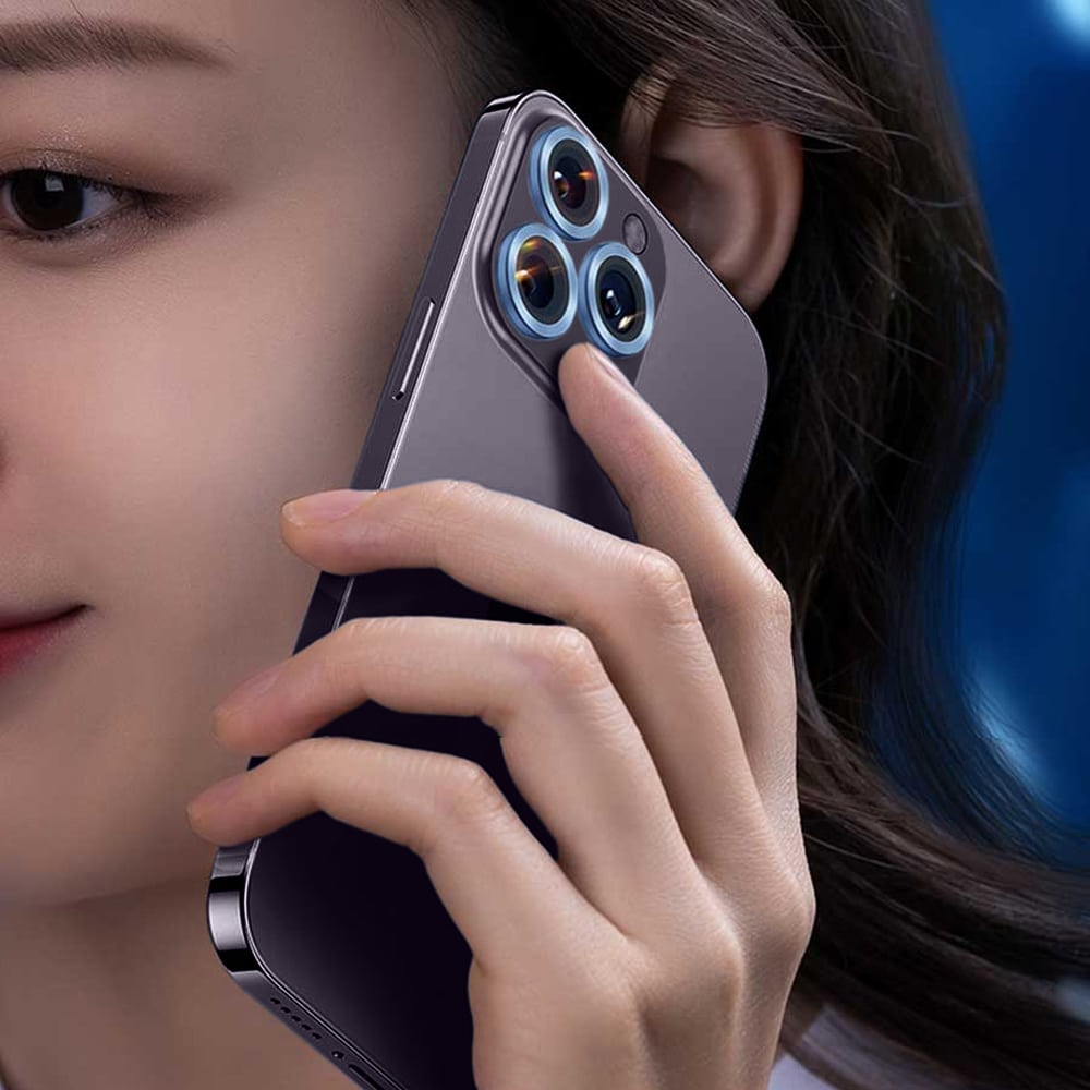 Metalowa osłona obiektywów szkło na aparat iPhone 14 Pro fioletowy kameleon