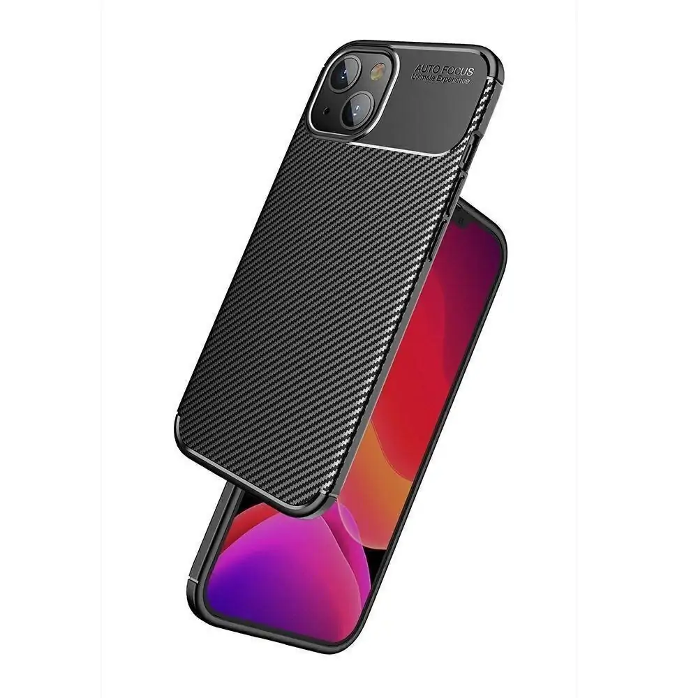 Etui do iPhone 13 Pro Max eleganckie karbonowe, czarne