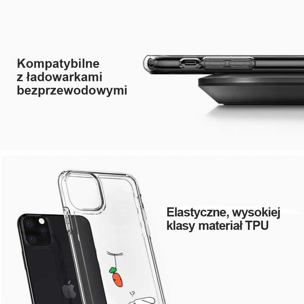 Etui do iPhone 11 z nadrukiem Mini Pets, królik i marchewka