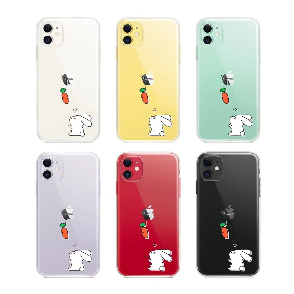 Etui do iPhone 11 z nadrukiem Mini Pets, królik i marchewka