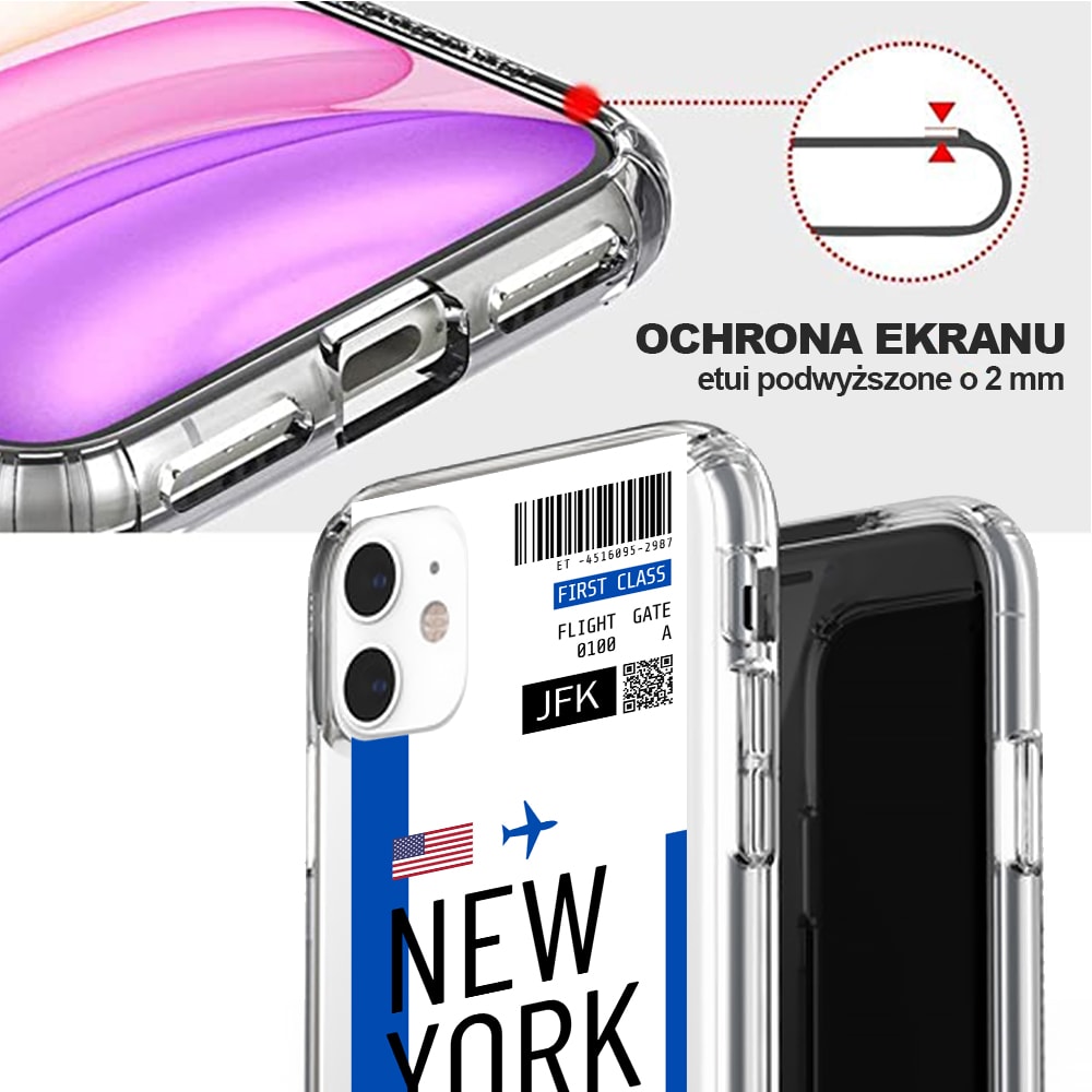 Etui do iPhone 11 z nadrukiem bilet lotniczy New York