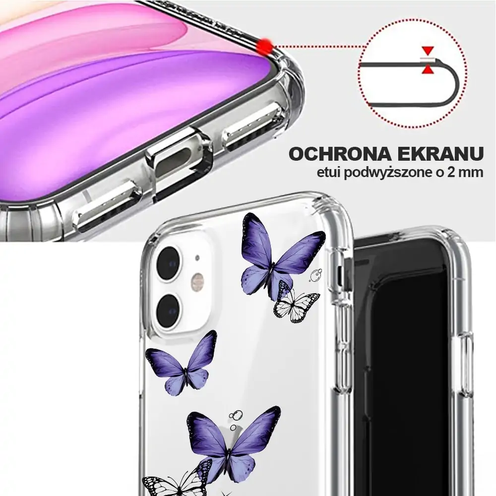 Etui do iPhone 11 przeźroczyste fioletowe motyle