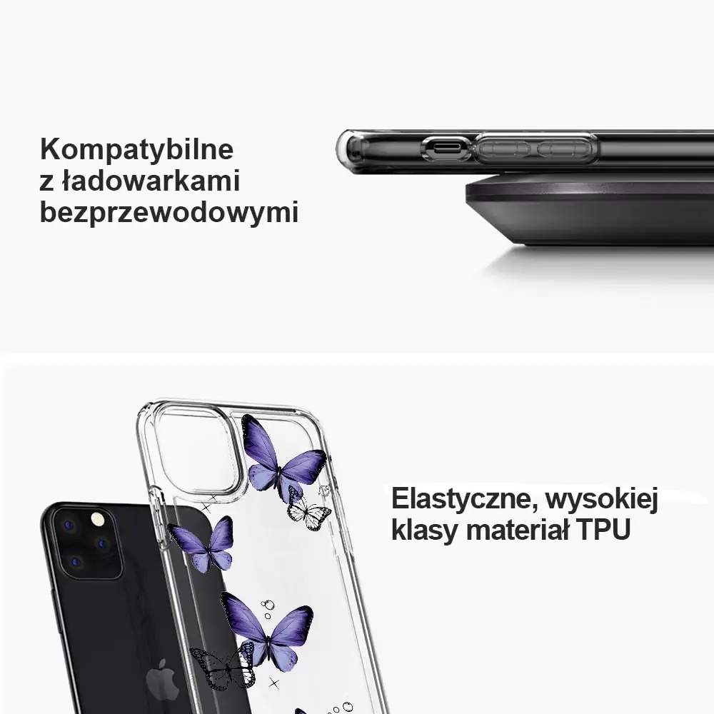 Etui do iPhone 11 przeźroczyste fioletowe motyle