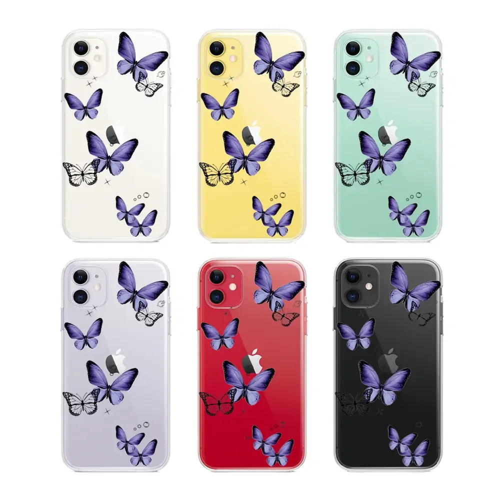 Etui do iPhone 11 przeźroczyste fioletowe motyle