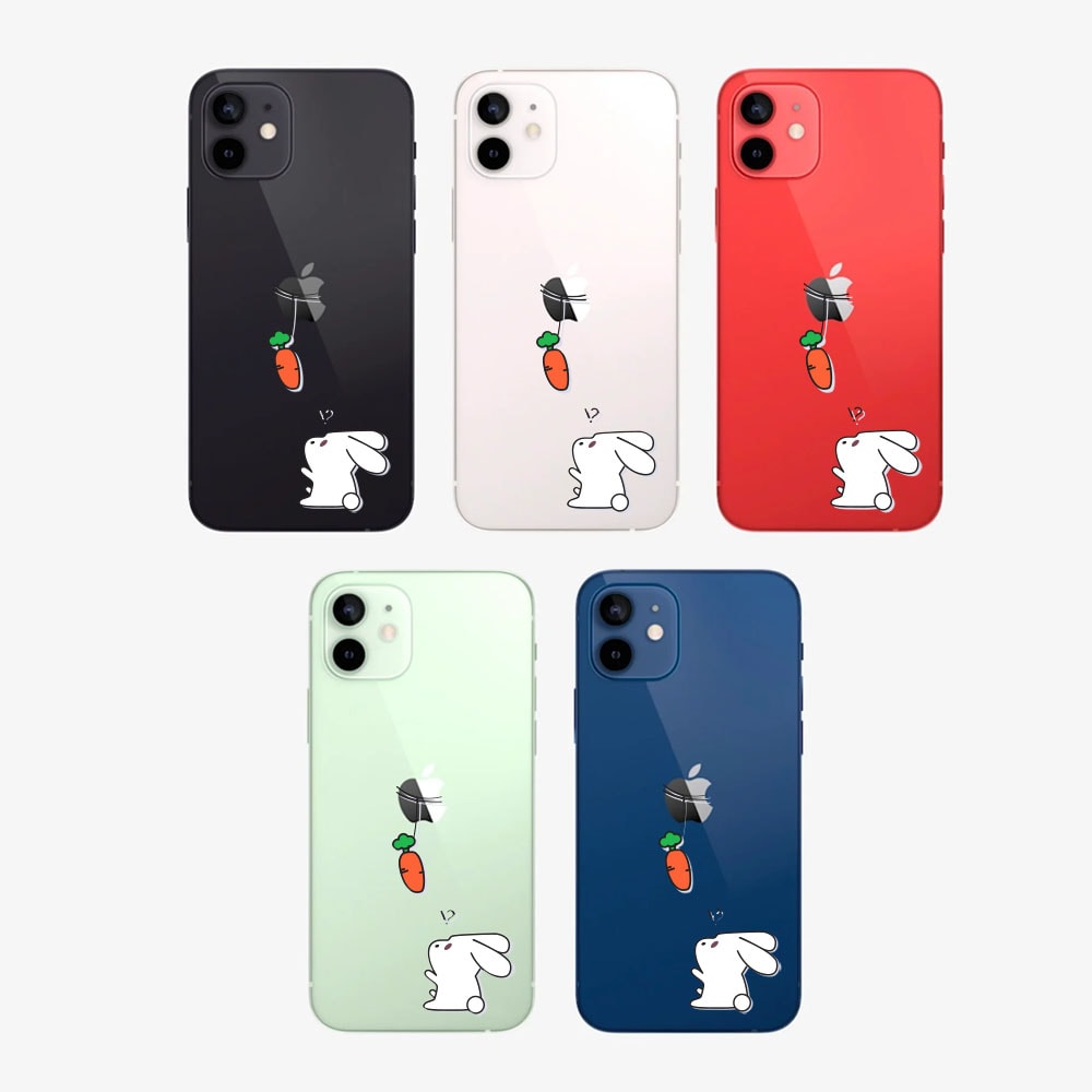 Etui do iPhone 12 z nadrukiem Mini Pets, królik i marchewka