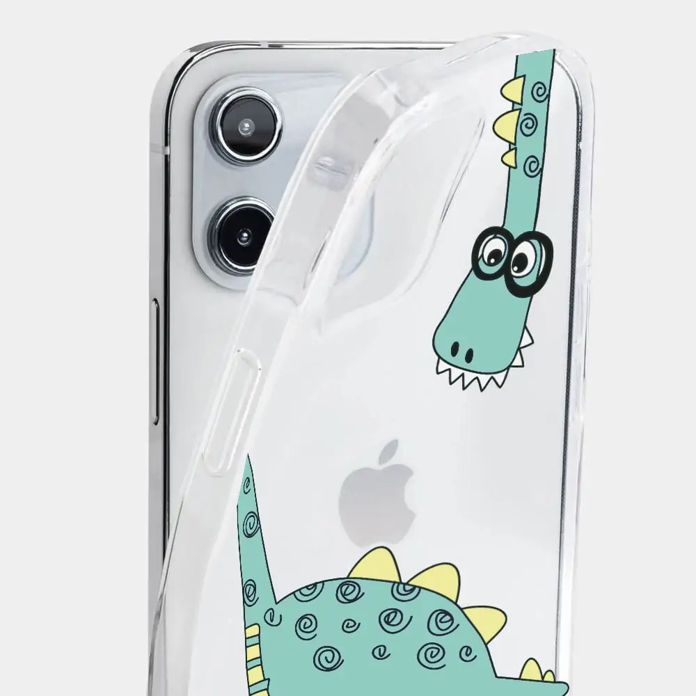 Etui do iPhone 12 z nadrukiem zielony dinozaur