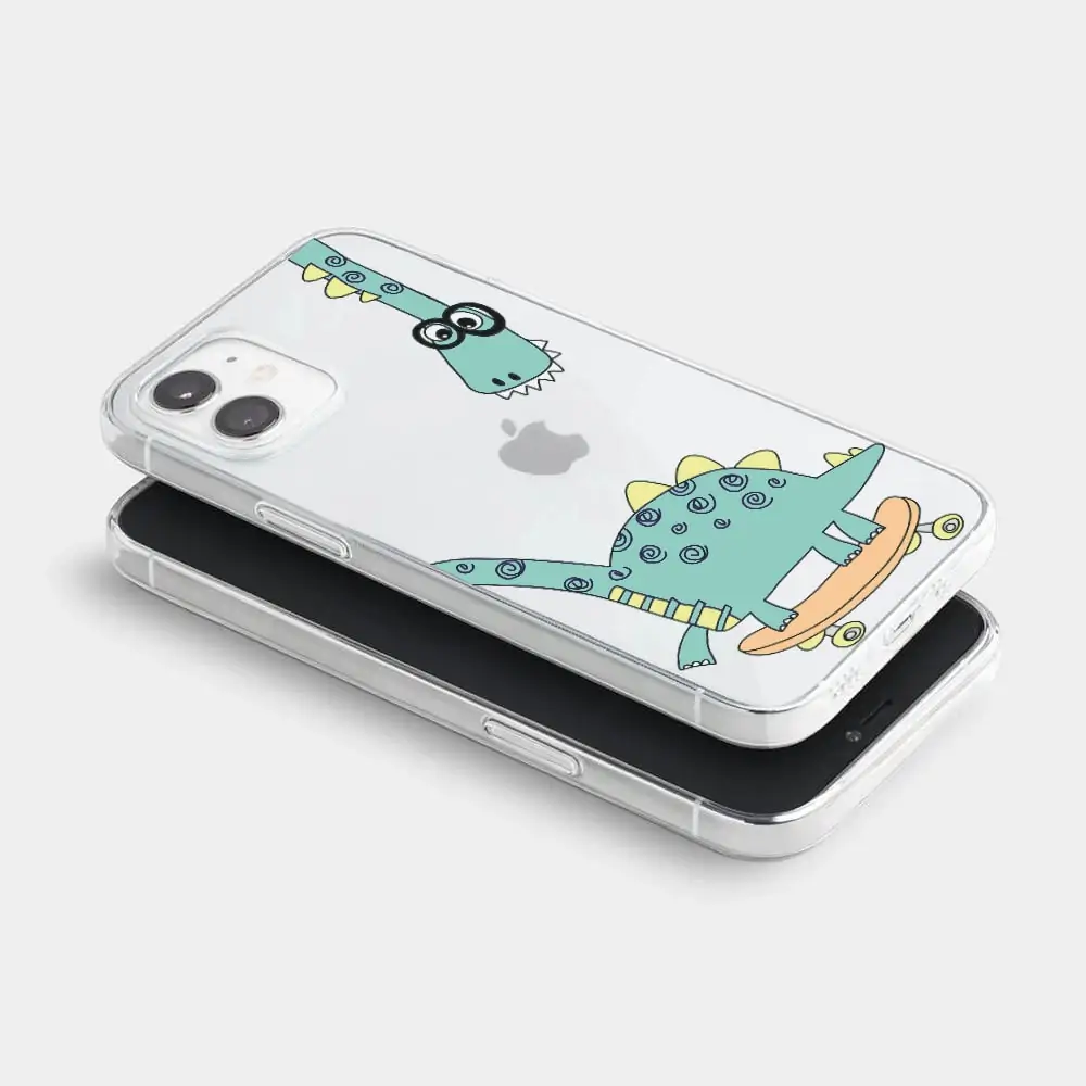 Etui do iPhone 12 z nadrukiem zielony dinozaur