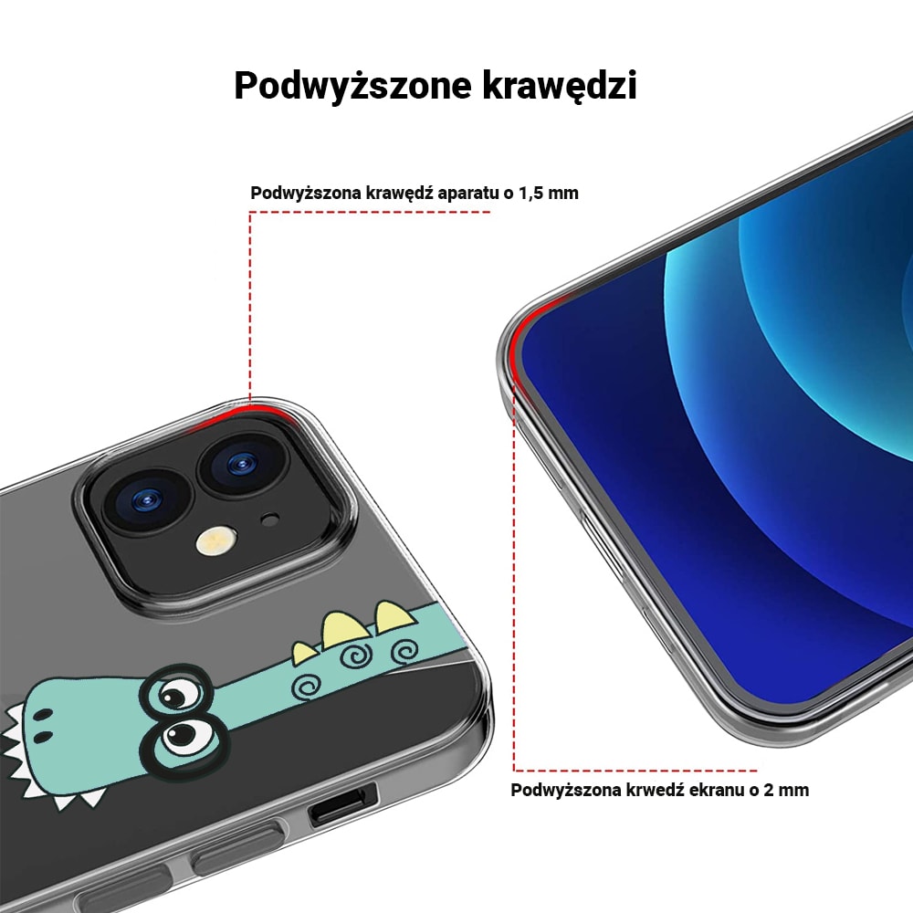 Etui do iPhone 12 z nadrukiem zielony dinozaur