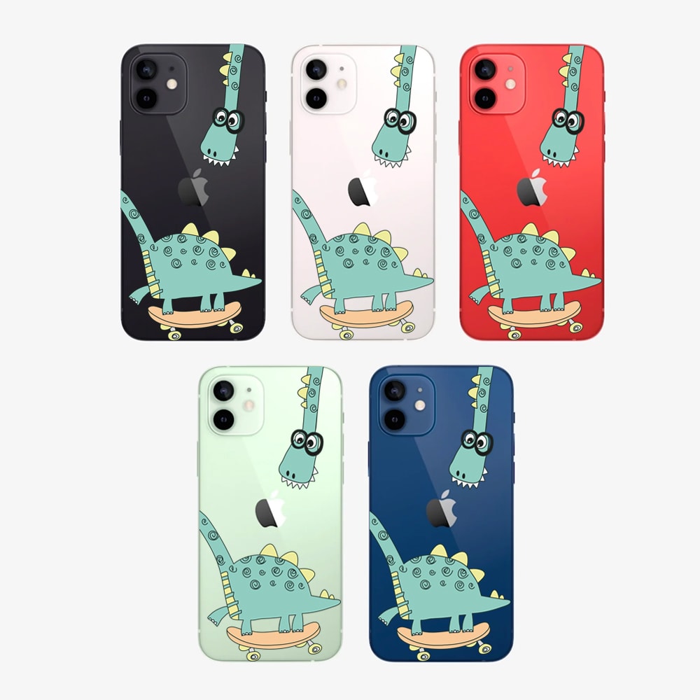 Etui do iPhone 12 z nadrukiem zielony dinozaur