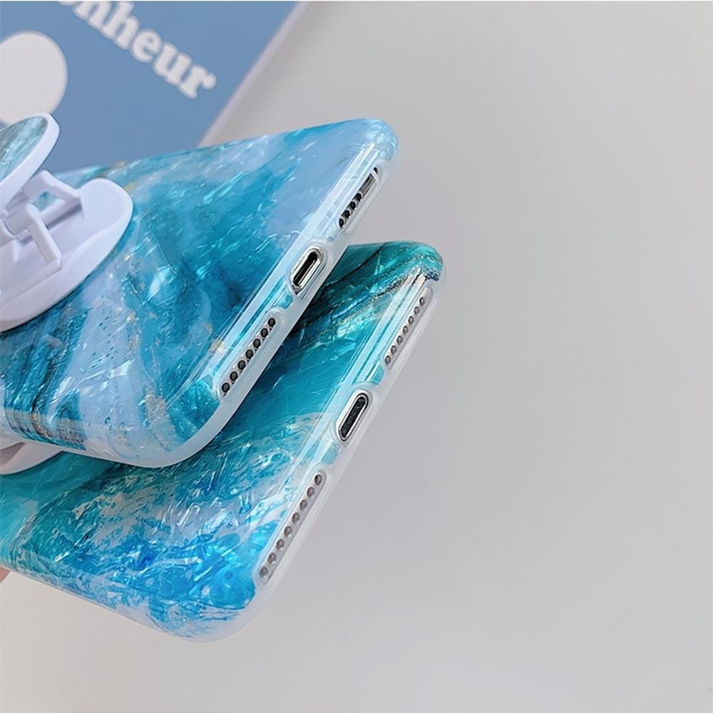 Etui marmur iPhone XS Max z uchwytem kryształ