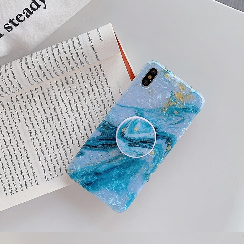 Etui marmur iPhone XS Max z uchwytem kryształ