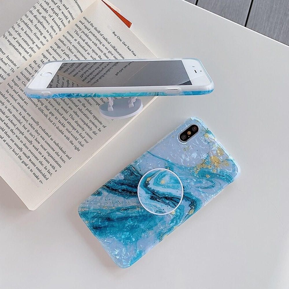 Etui marmur iPhone XS Max z uchwytem kryształ