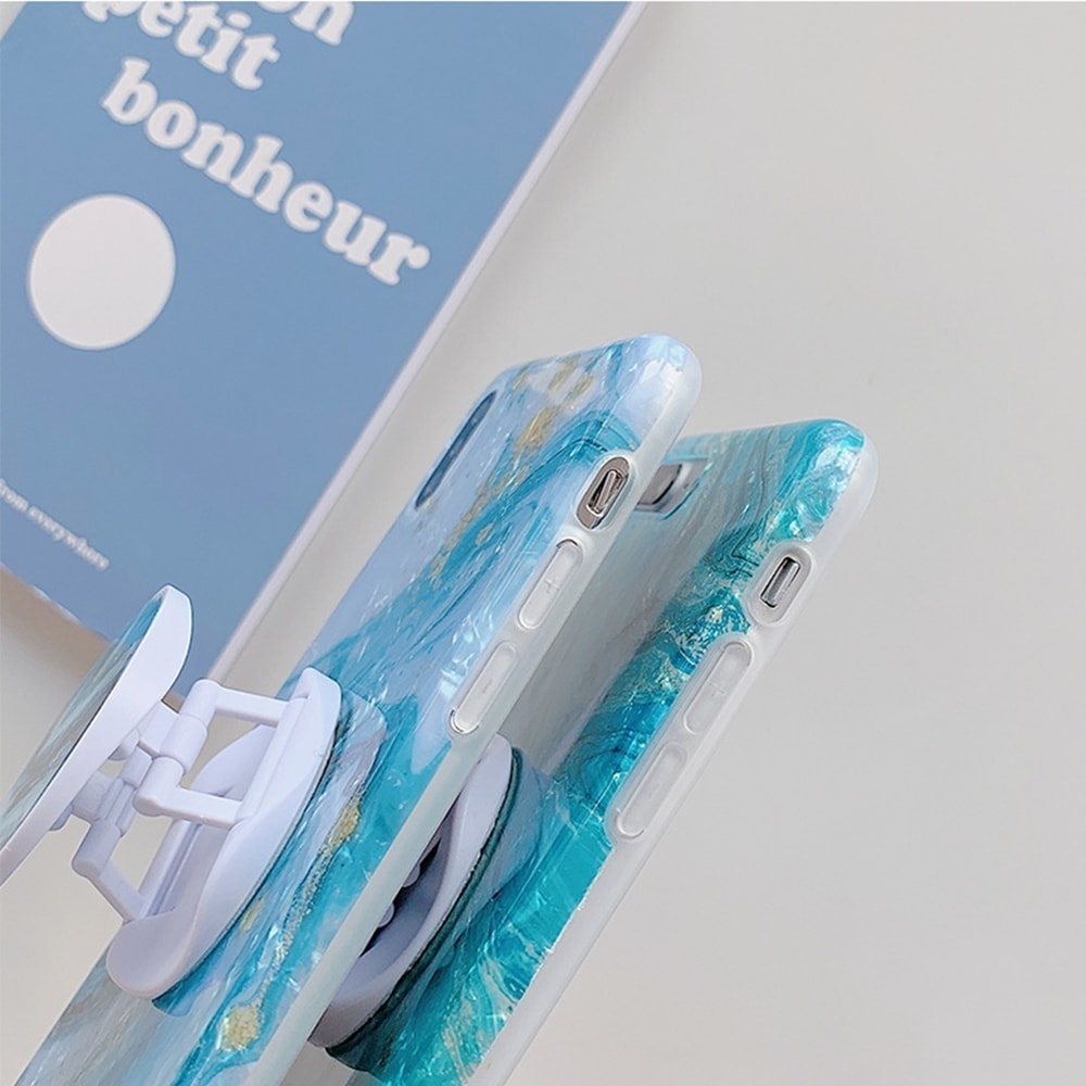 Etui marmur iPhone XS Max z uchwytem kryształ