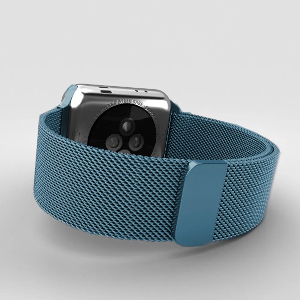 Niebieska bransoleta milanese elegancka do zegarka Apple Watch Series 4-10 / SE 40/41/42 mm