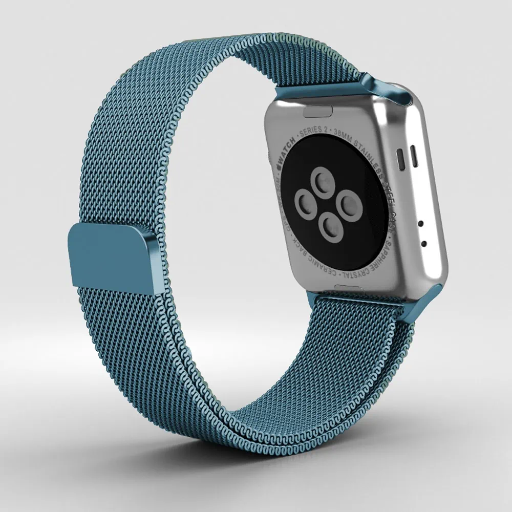 Niebieska bransoleta milanese elegancka do zegarka Apple Watch Series 4-10 / SE 40/41/42 mm