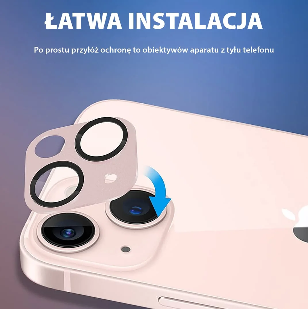 iPhone 13 pełne szkło hartowane na cały aparat, kamerę, różowe
