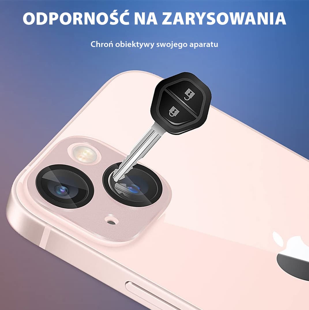 iPhone 13 pełne szkło hartowane na cały aparat, kamerę, różowe