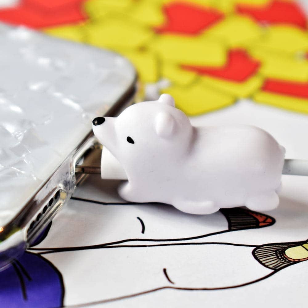 Osłonka zabezpieczenie na kabel ładowarkę zwierzaczki Miś Niedźwiedź Polarny