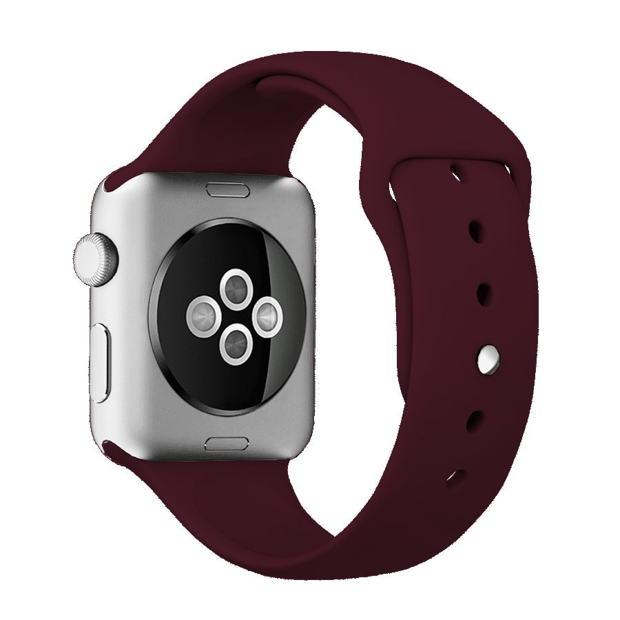 Sportowy pasek silikonowy do zegarka Apple Watch Series 3-9 / SE 38/40/41mm – kolor burgundowy / bordowy