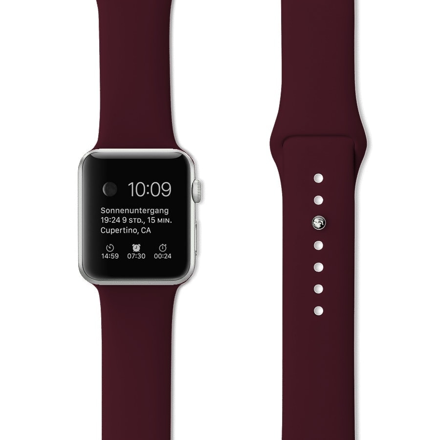 Sportowy pasek silikonowy do zegarka Apple Watch Series 3-9 / SE 38/40/41mm – kolor burgundowy / bordowy