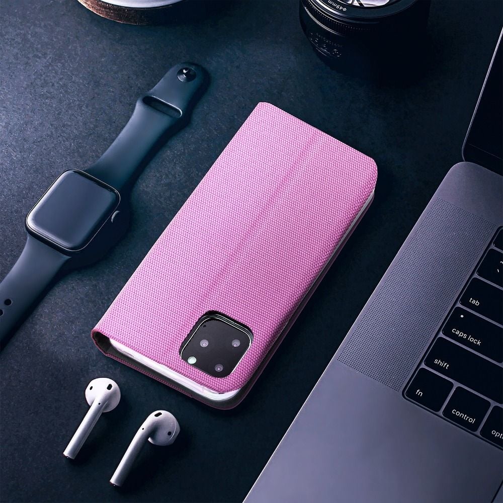 Etui do iPhone 11 Pro eleganckie stylowe z klapką, różowe