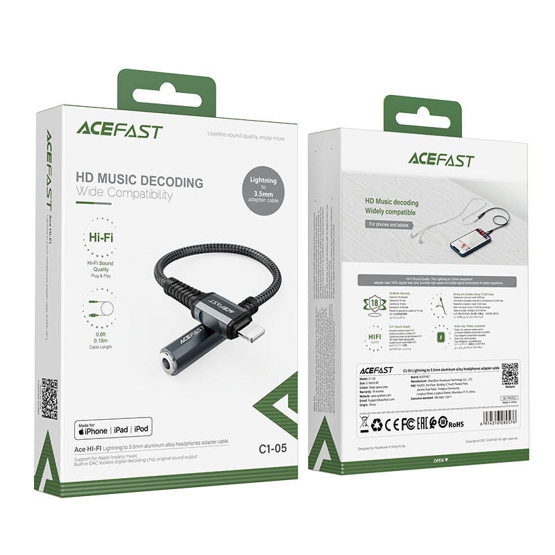 Adapter lightning – audio jack słuchawki MFi z funkcją rozmów