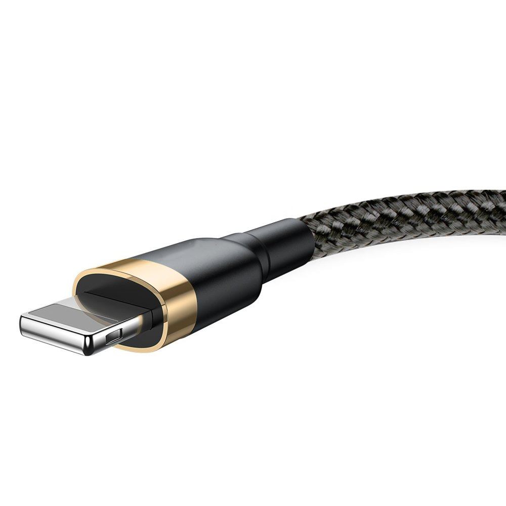 Kabel USB – Lightning, do szybkiego ładowania, nylowy materiał, 2 metry, czarno-złoty