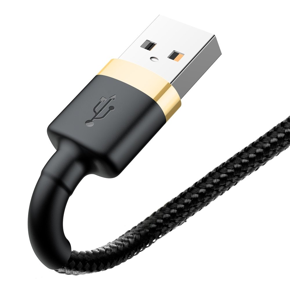 Kabel USB – Lightning, do szybkiego ładowania, nylowy materiał, 2 metry, czarno-złoty