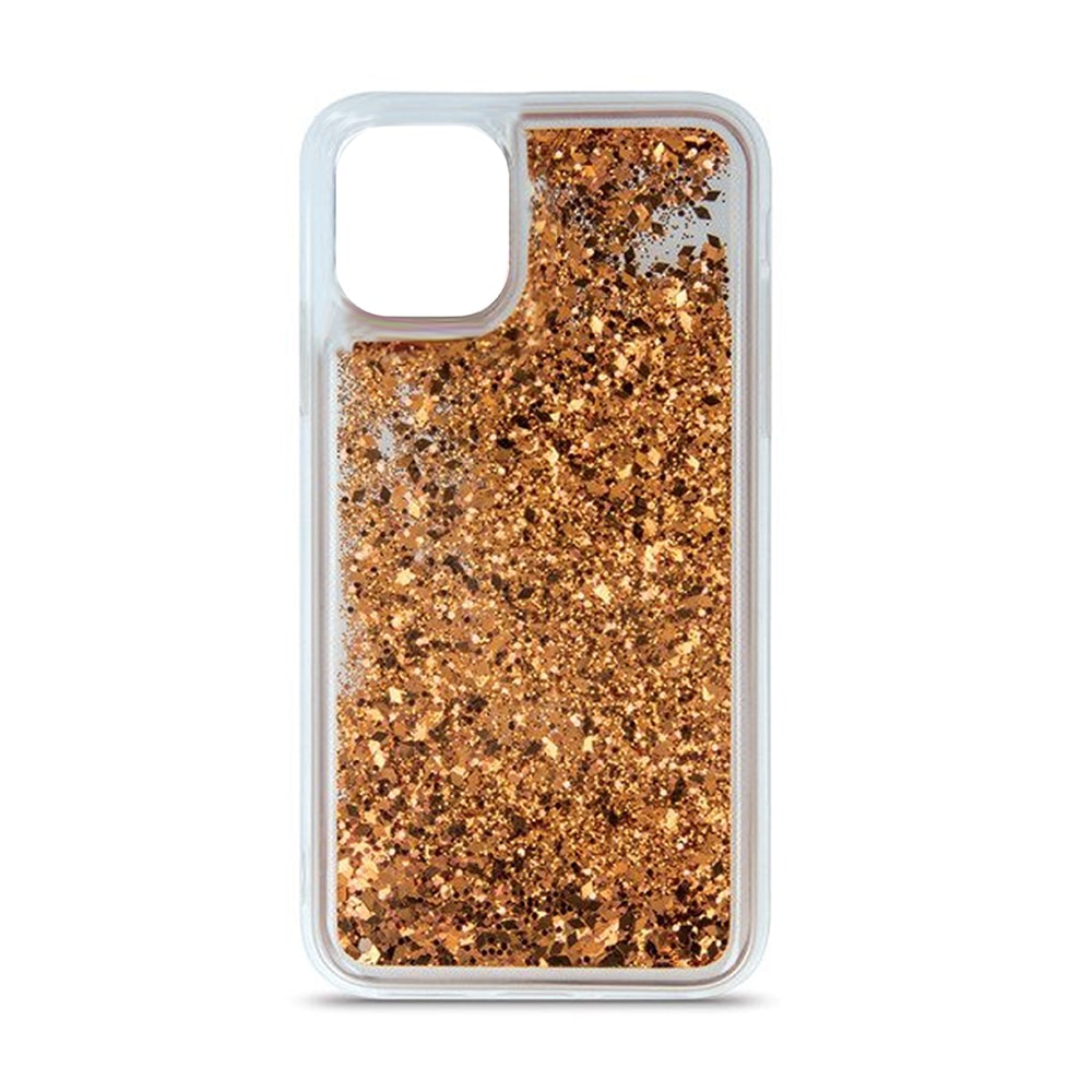 Etui do iPhone 11 silikonowe przezroczyste złoty brokat