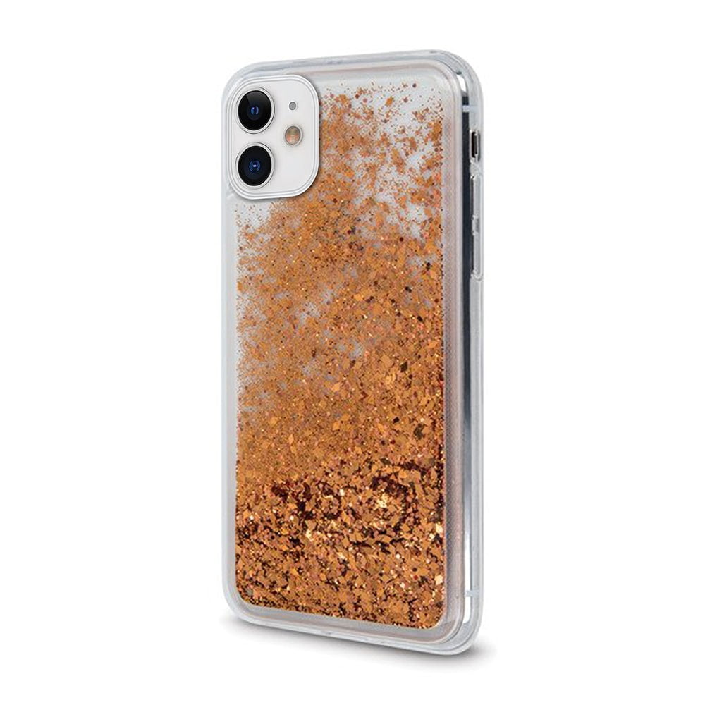 Etui do iPhone 11 silikonowe przezroczyste złoty brokat