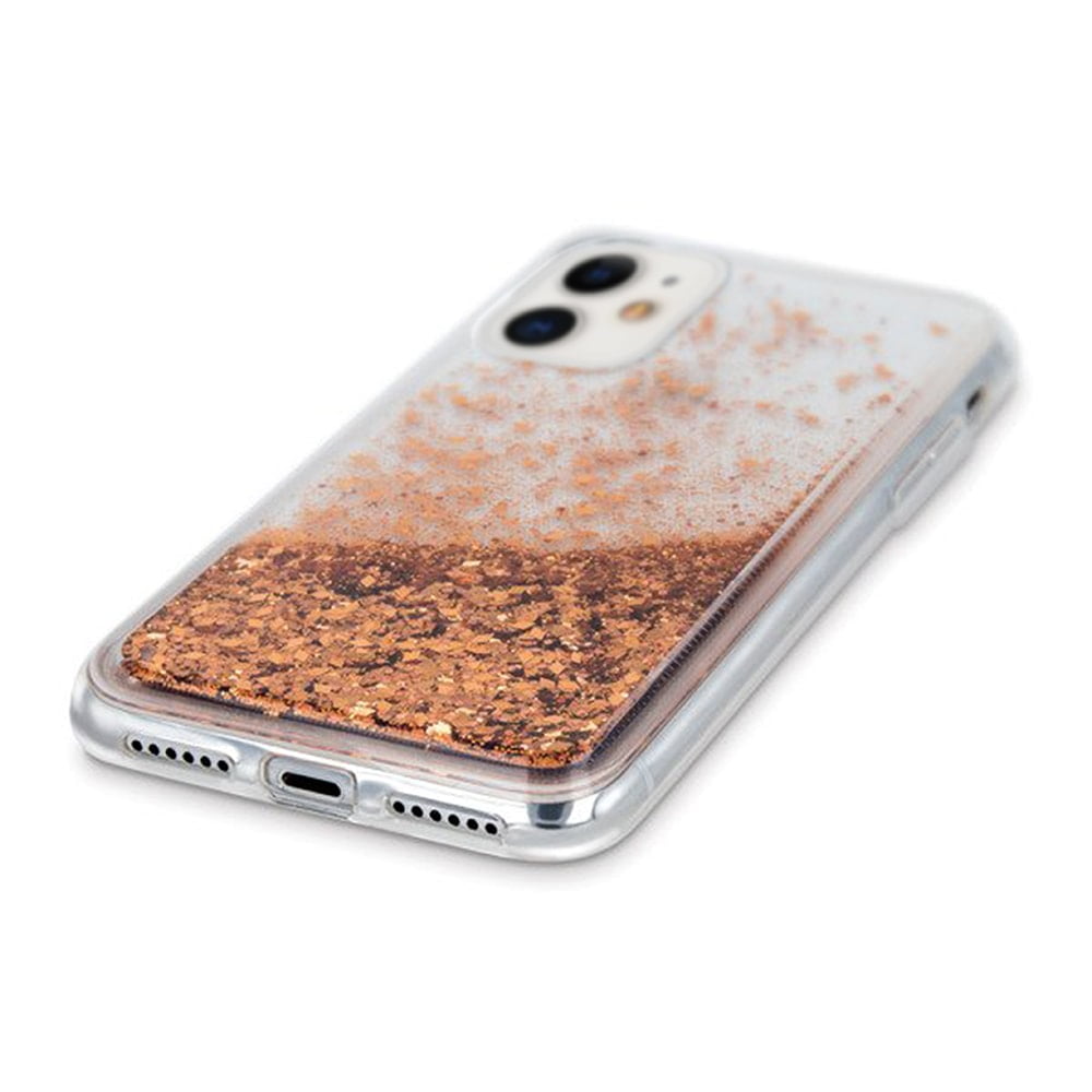 Etui do iPhone 11 silikonowe przezroczyste złoty brokat