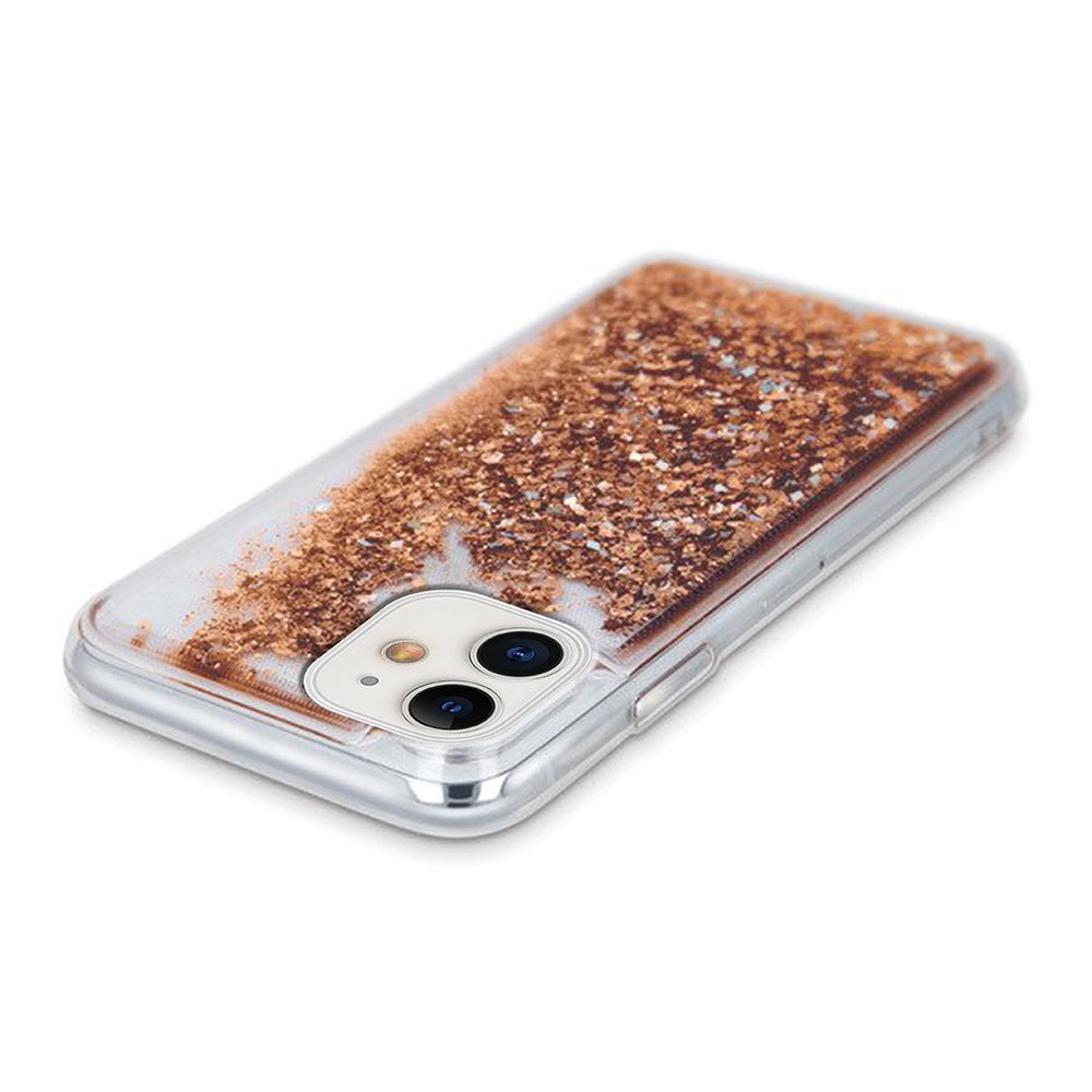 Etui do iPhone 11 silikonowe przezroczyste złoty brokat