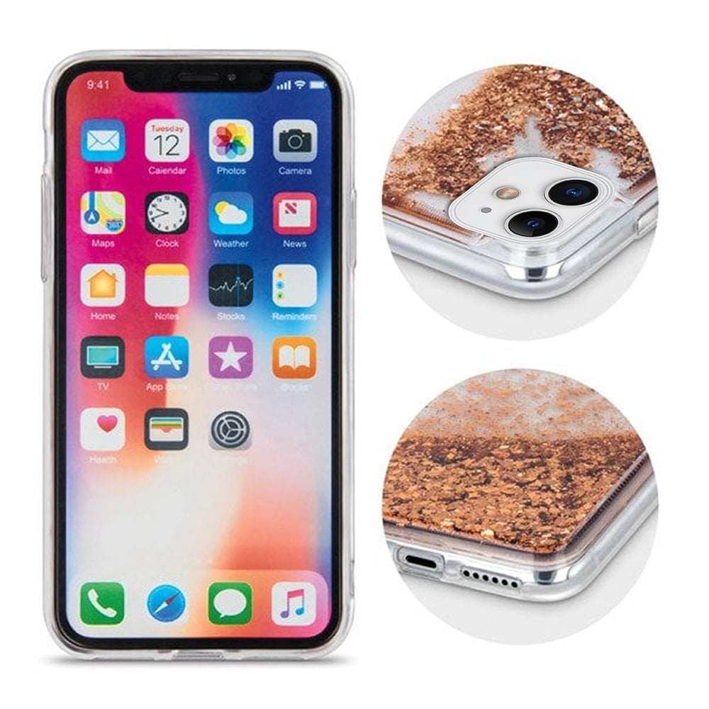 Etui do iPhone 11 silikonowe przezroczyste złoty brokat