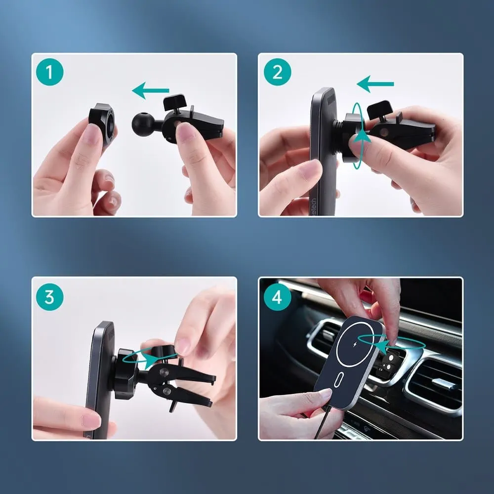 Uchwyt samochodowy MagSafe iPhone 16/15/14/13/12 indukcyjna ładowarka Qi 15W, czarny