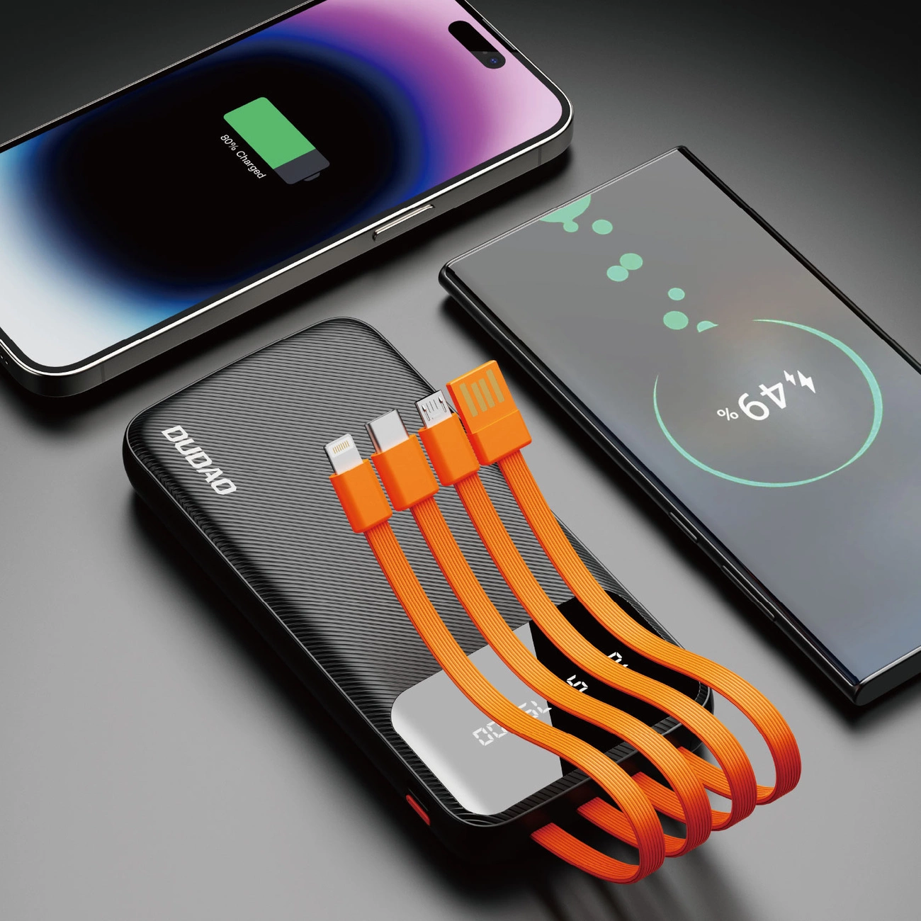 Power bank 10000 mAh 4w1 (Lightning, USB Typ C, USB, micro USB), czarny