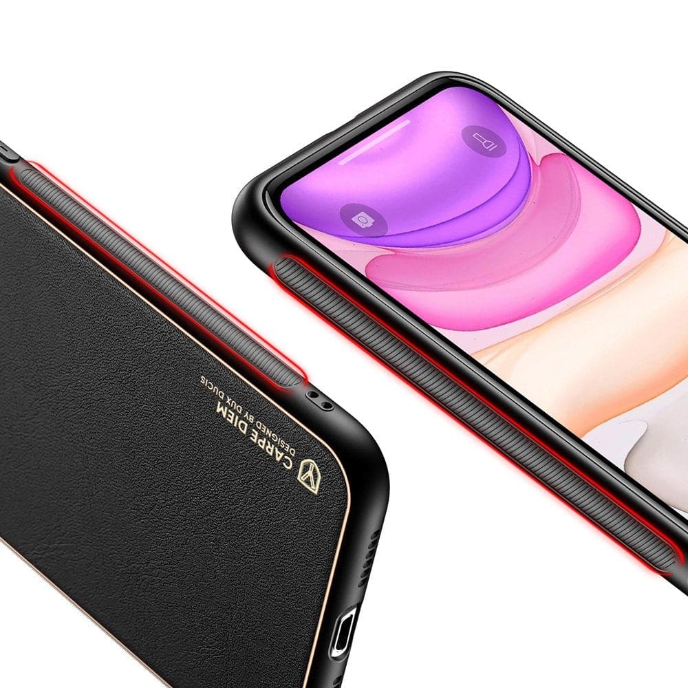 Etui do iPhone 11 minimalistyczne ze złotą ramką, czarne
