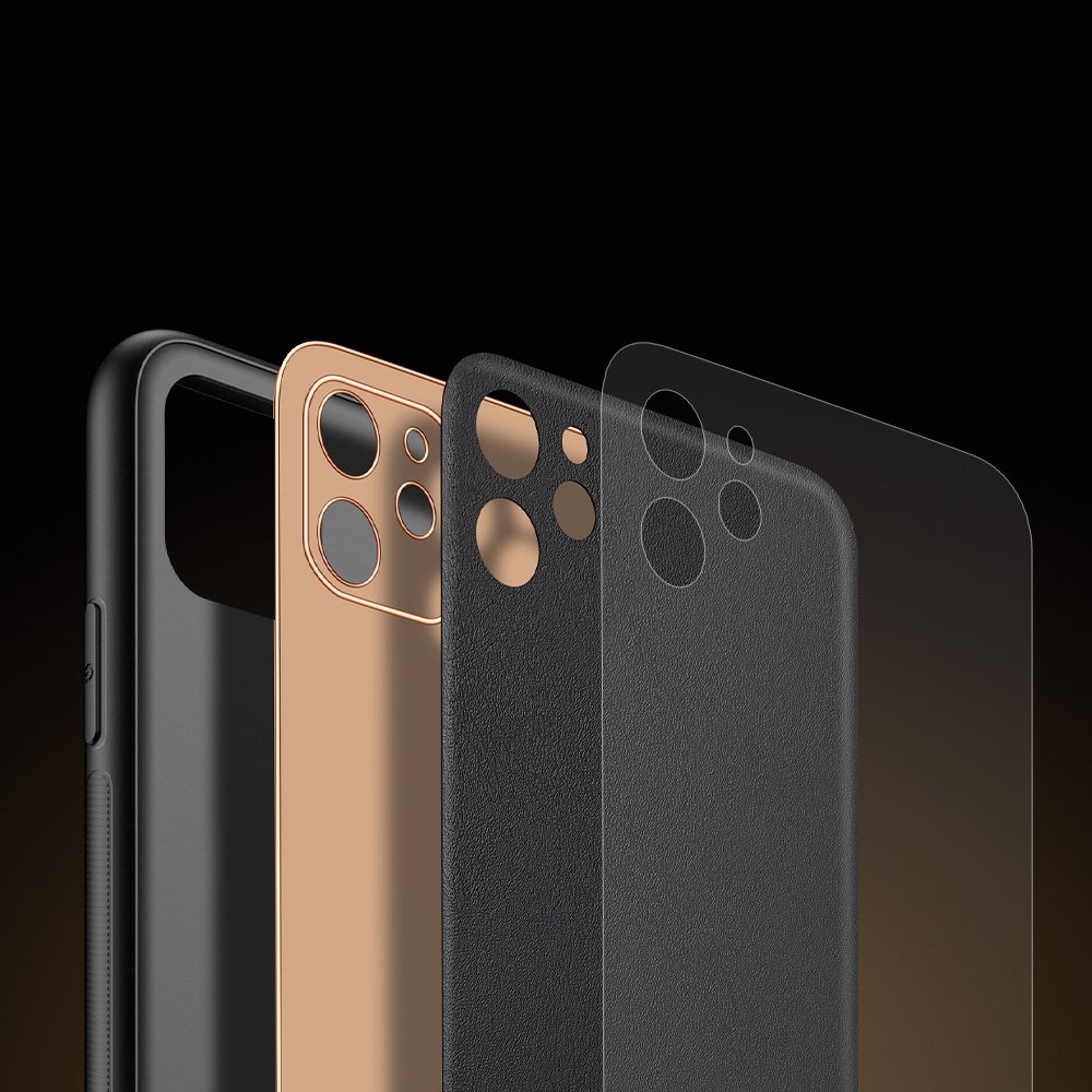 Etui do iPhone 11 minimalistyczne ze złotą ramką, czarne