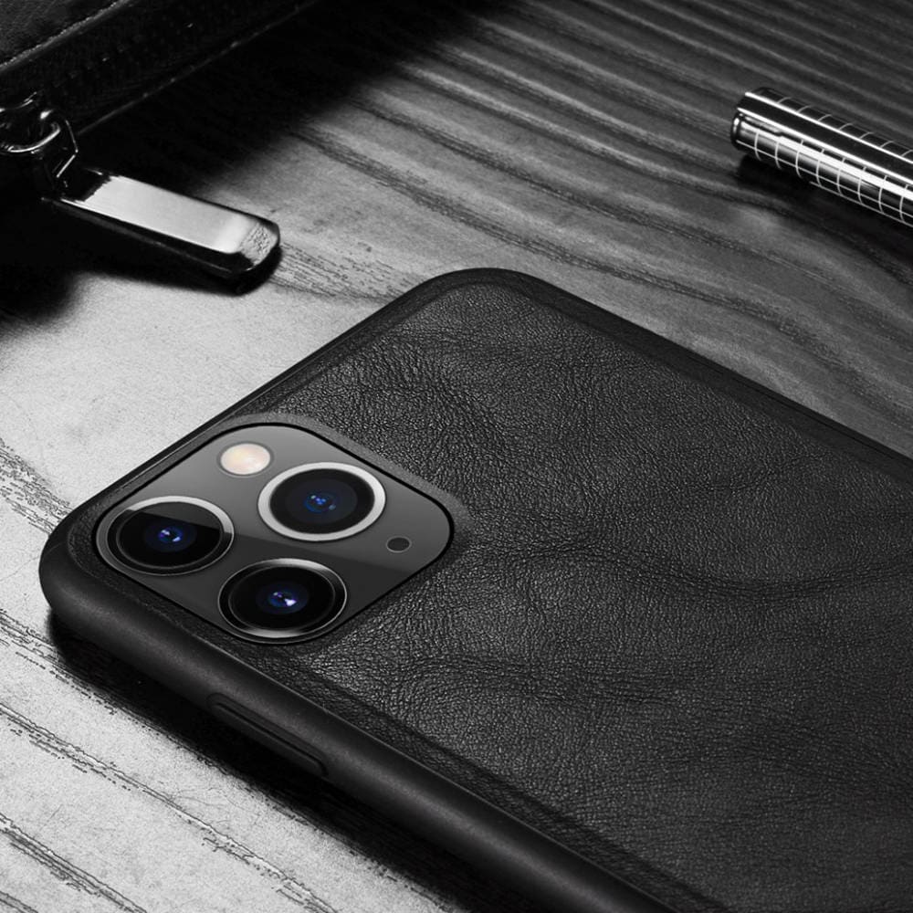 Etui do iPhone 12 eleganckie luksusowe skórzane Velvet Black SULADA oryginal, czarne