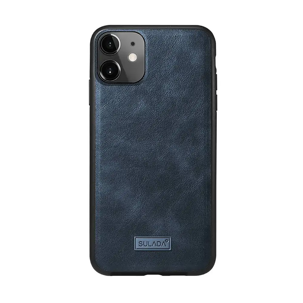 Etui do iPhone 12 Mini eleganckie luksusowe skórzane Velvet Blue Royal SULADA oryginal, granatowe