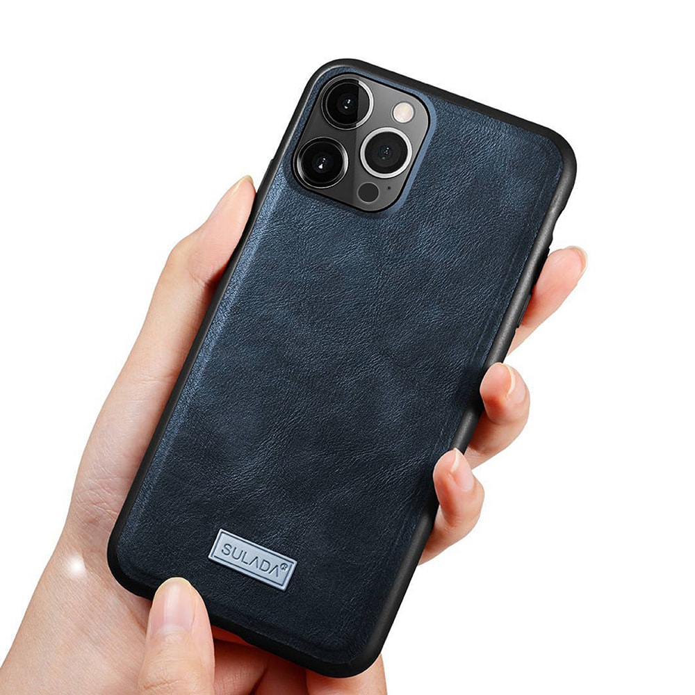 Etui do iPhone 11 Pro eleganckie luksusowe skórzane Velvet Blue Royal SULADA oryginal granatowe