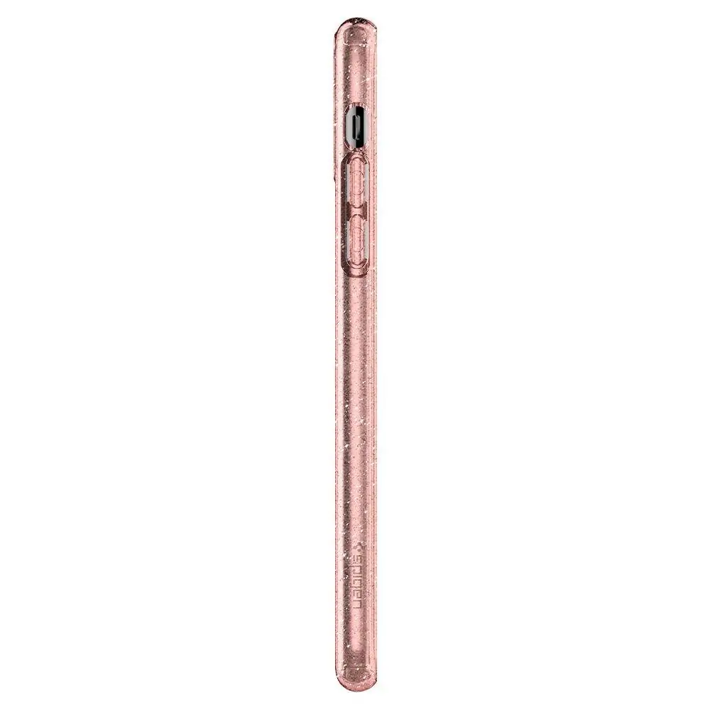 Etui do iPhone 12 z brokatem, różowe, hybrydowy szklany tył Liquid Crystal, przeźroczyste